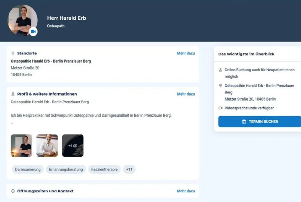 Doctolib-Profil von Harald Erb für die Online-Terminbuchung